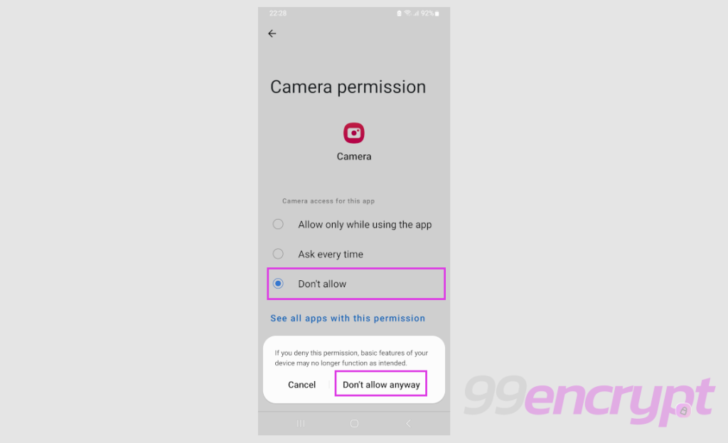 Android phone green dot