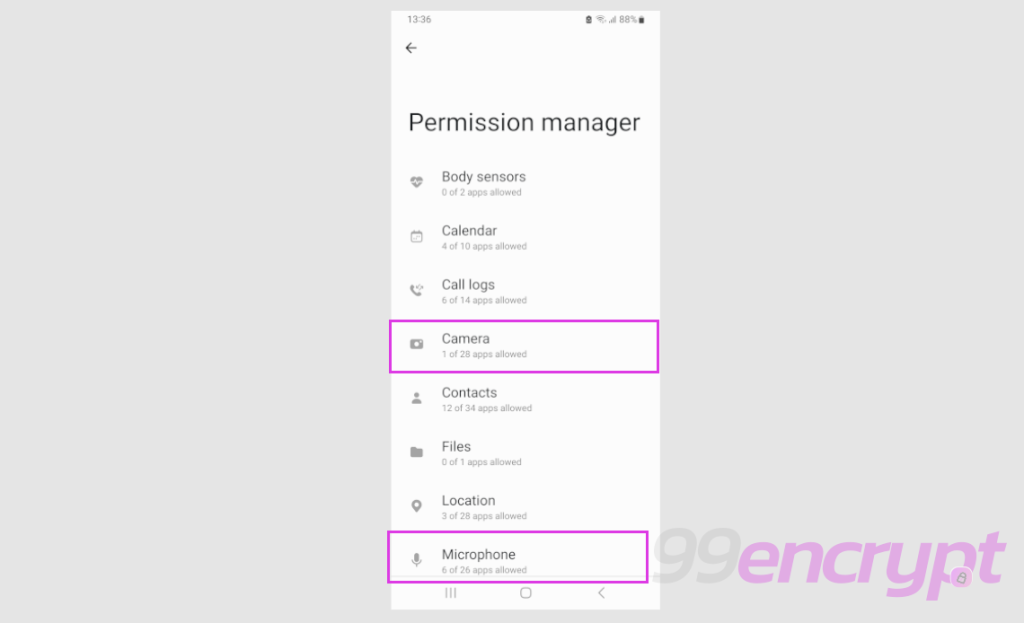Android phone green dot