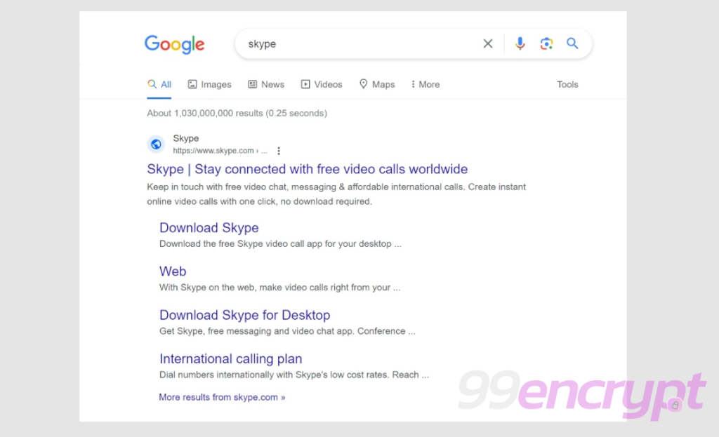 From Google search with the keyword "Skype"
