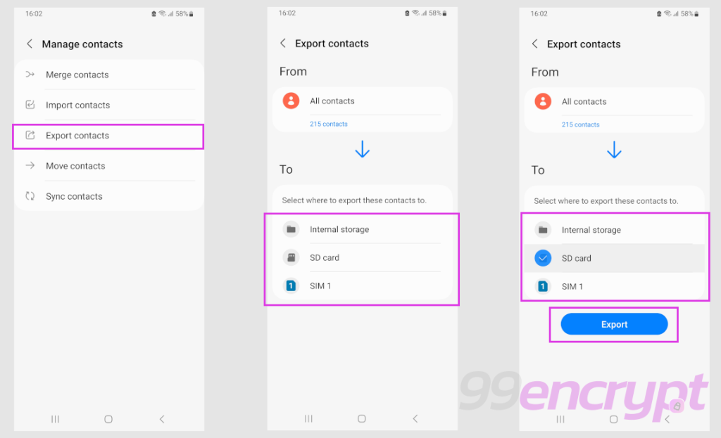 Export Contacts On Android Phone