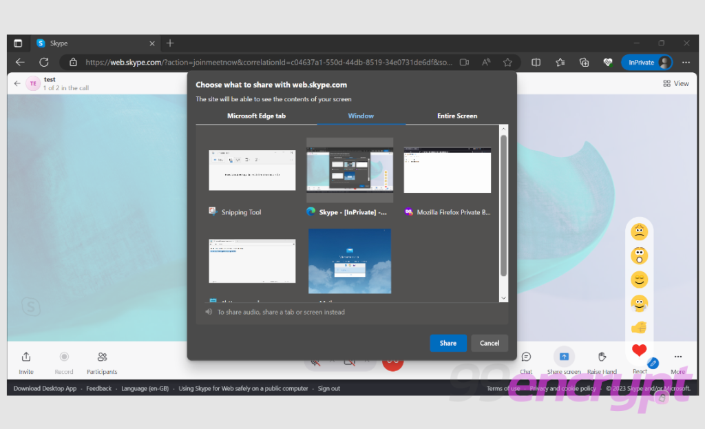 You have option to share the screen