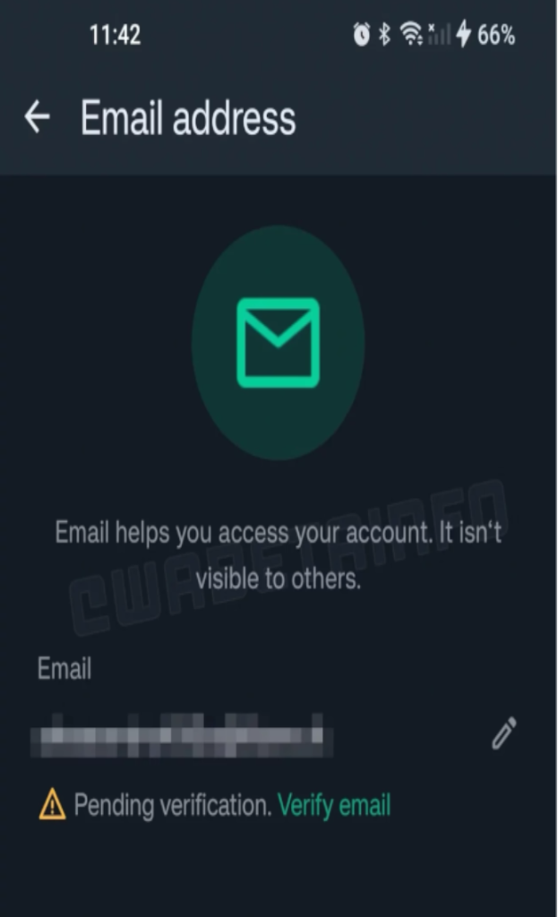 WhatsApp email verification